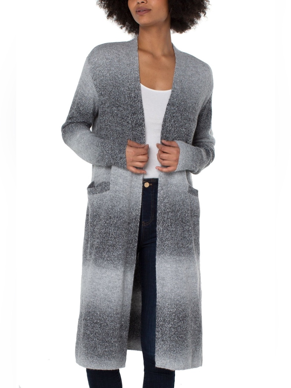 Liverpool | Long Sleeve Open Front Long Line Cardigan Sweater, M
